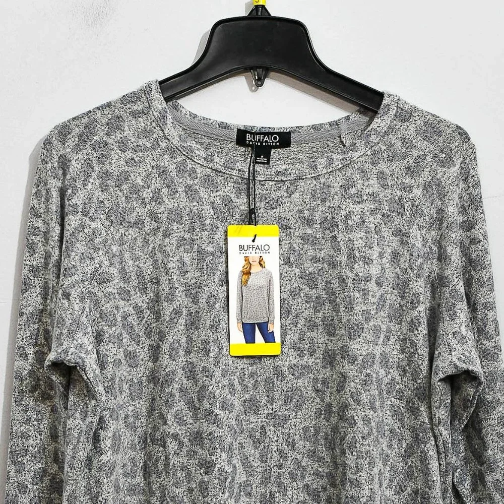 NWT Buffalo David Bitton Ladies’ Printed Long Sleeve Cozy Top Heather Grey- - Picture 3 of 5